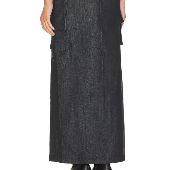 NWT Line & Dot Mora Maxi Cargo Skirt in Charcoal Denim - Picture 3 of 3